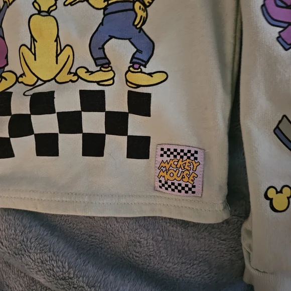 Disney Green Mickey Mouse Cropped Hoodie Sweatshirt - Picture 7 of 9